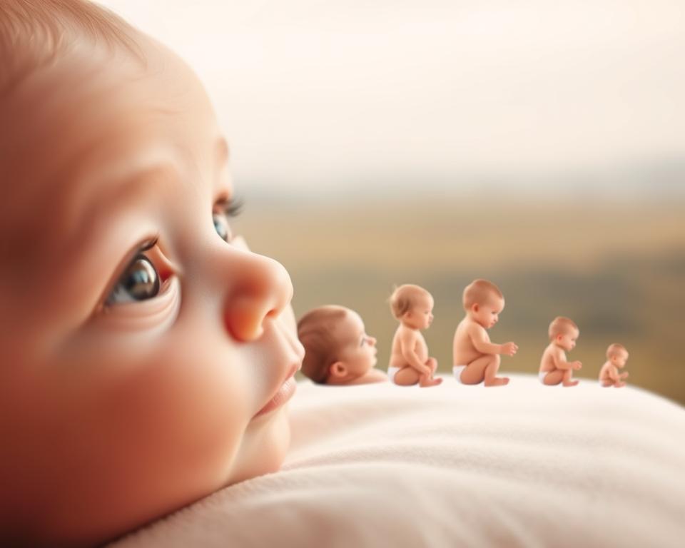 Comparações visuais do desenvolvimento do bebê Comparações visuais do desenvolvimento do bebê