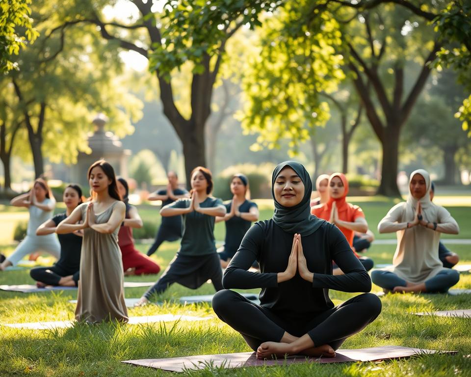 integração de exercícios e meditação